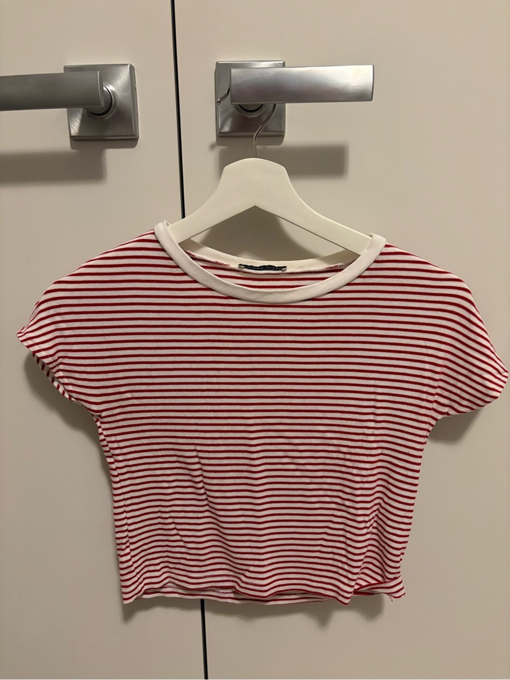 Zara Red and White Striped Crop Top